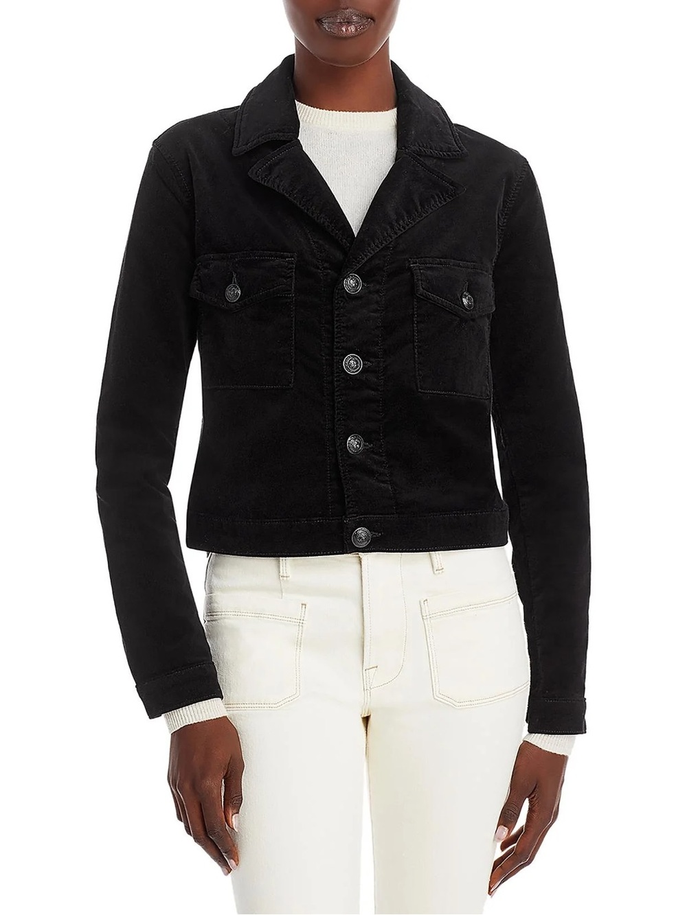 L'Agence Womens Eisenhower Velvet Cropped Trucker Jacket Size XS